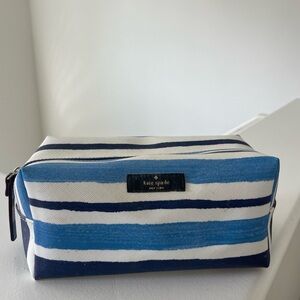 Kate Spade Blue and White Striped Toiletry Bag